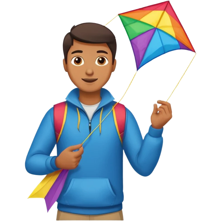 Man with kite,Kite Flyers, big kite emoji