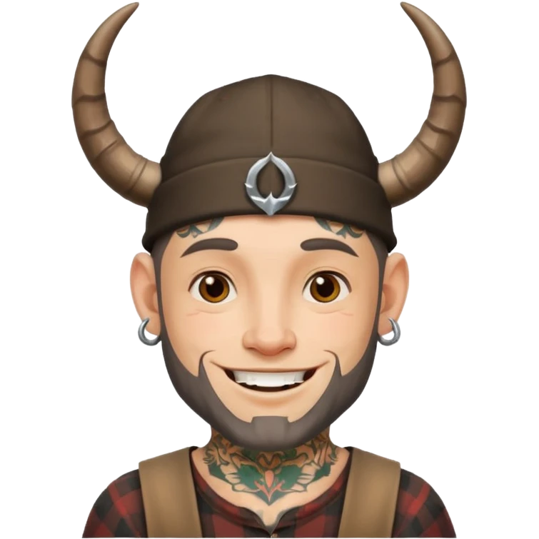 guy with tattoos, hat and horns emoji