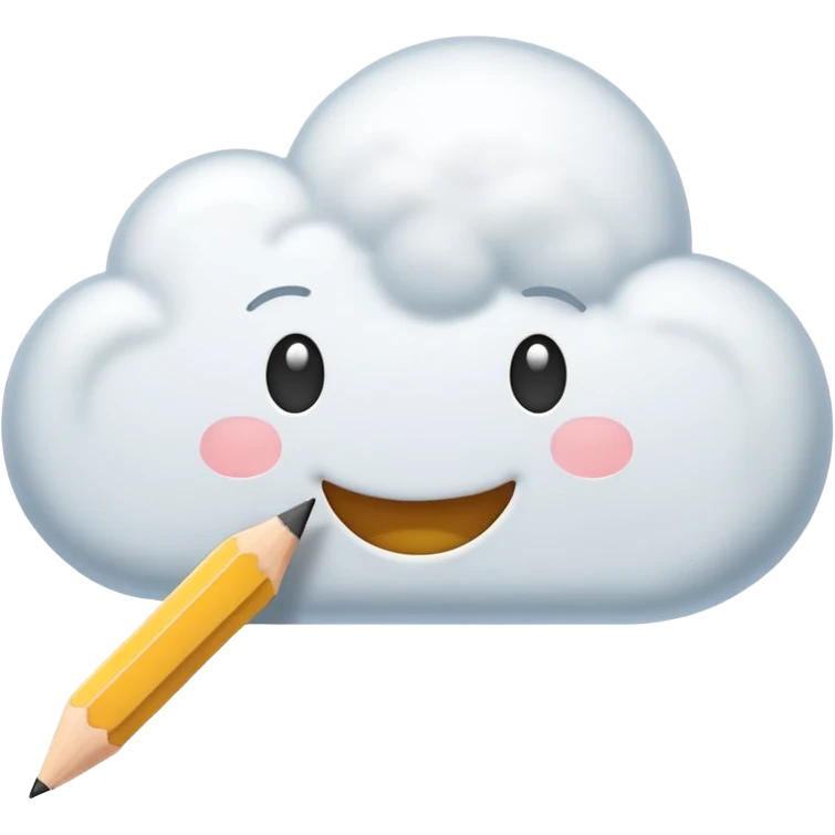 cloud-shaped speech bubble emoji with a smiling face and a pencil next to it, representing a post caption as a comment emoji