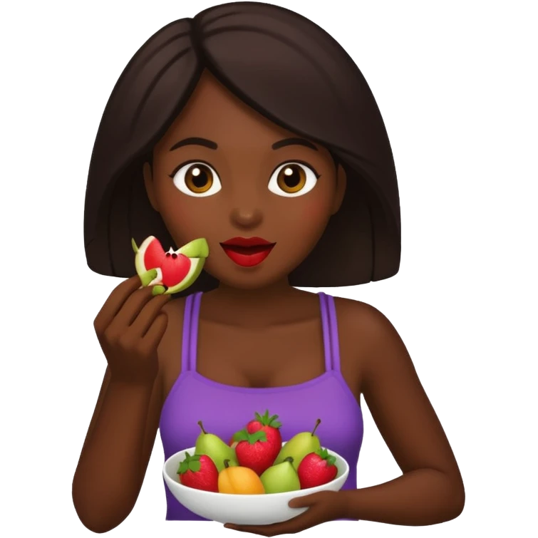 dark skin woman eating fruit emoji