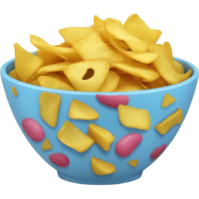 chips in a bowl, mixed with candy emoji