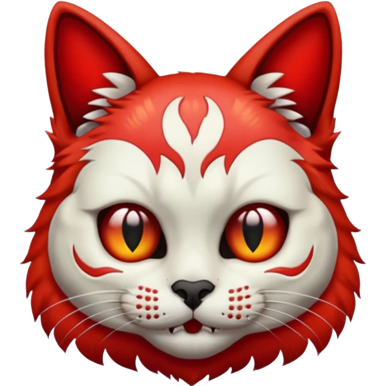 Half red cat half skull emoji