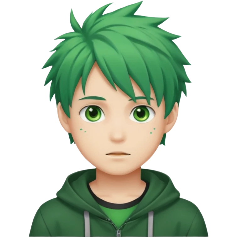 deku : boy anmie green hair green eyes emoji