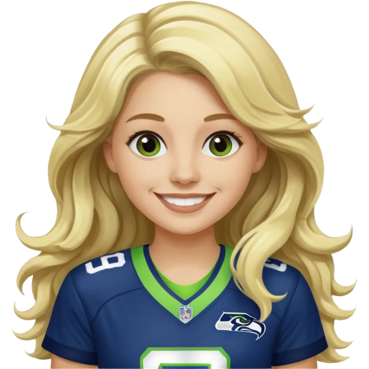 Long wavy blonde hair seahawks fan female emoji