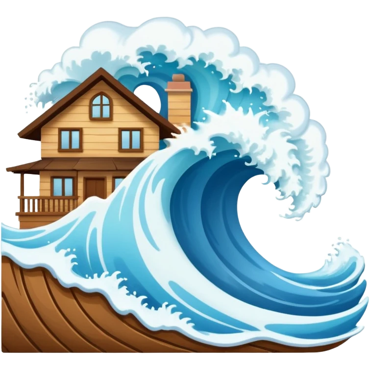 TSUNAMI DESTRUYENDO UNA CASA emoji
