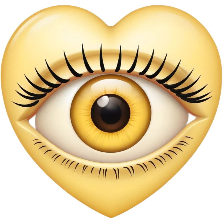 Eye with eyelashes inside light yellow heart emoji