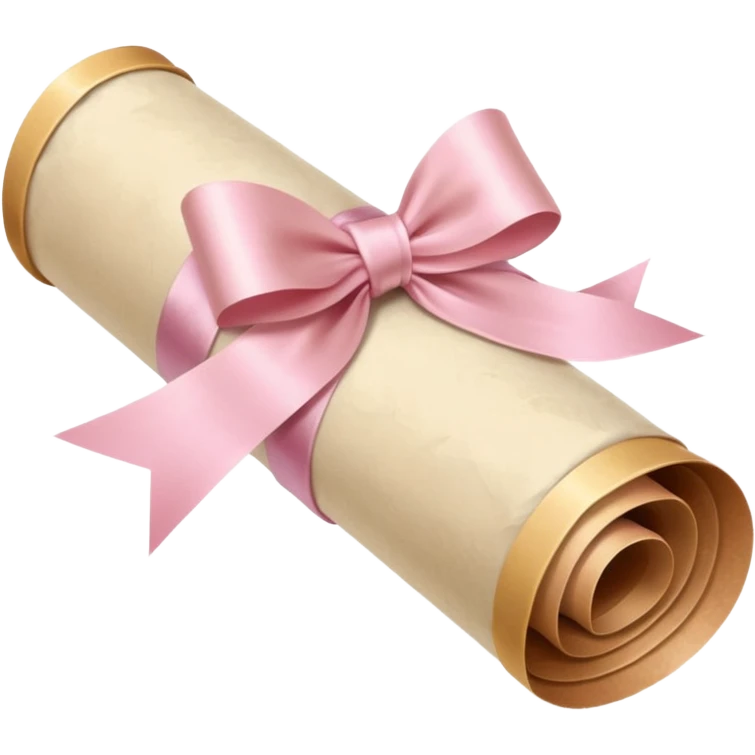 rolled up diploma tied with a light pink bow emoji