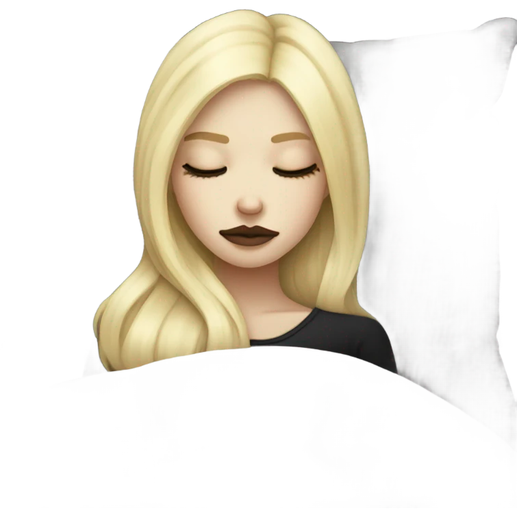 Blonde goth girl sleeping in bed on a pillow emoji