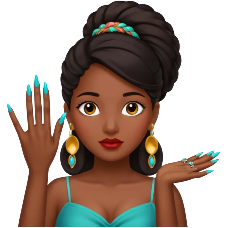 Latin girl big earring long nails  emoji