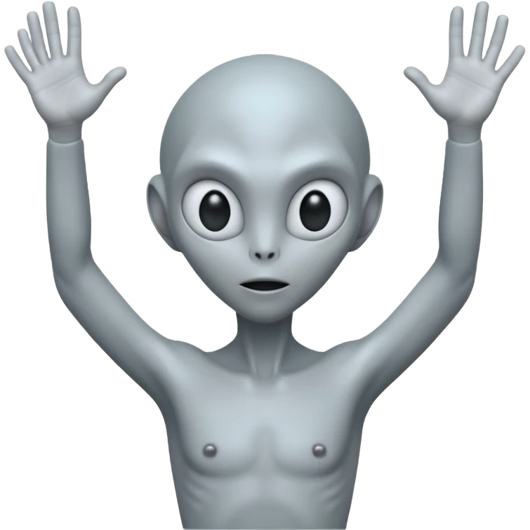fullbody handsup gray alien frontview emoji