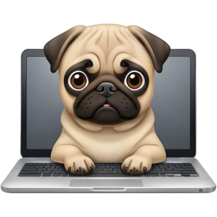 pug in front of laptop emoji