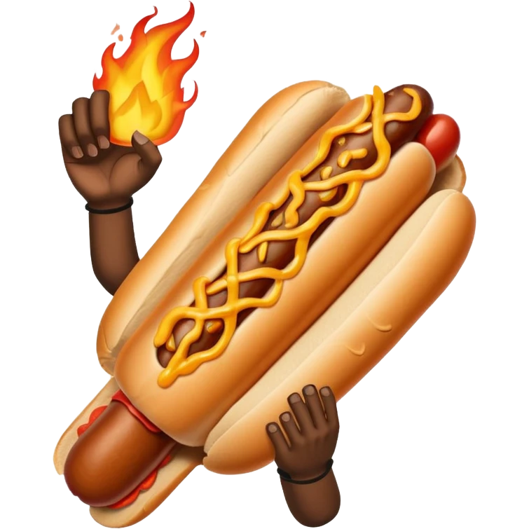 Gauntlet'd Fist Gripping a Flaming Hotdog emoji