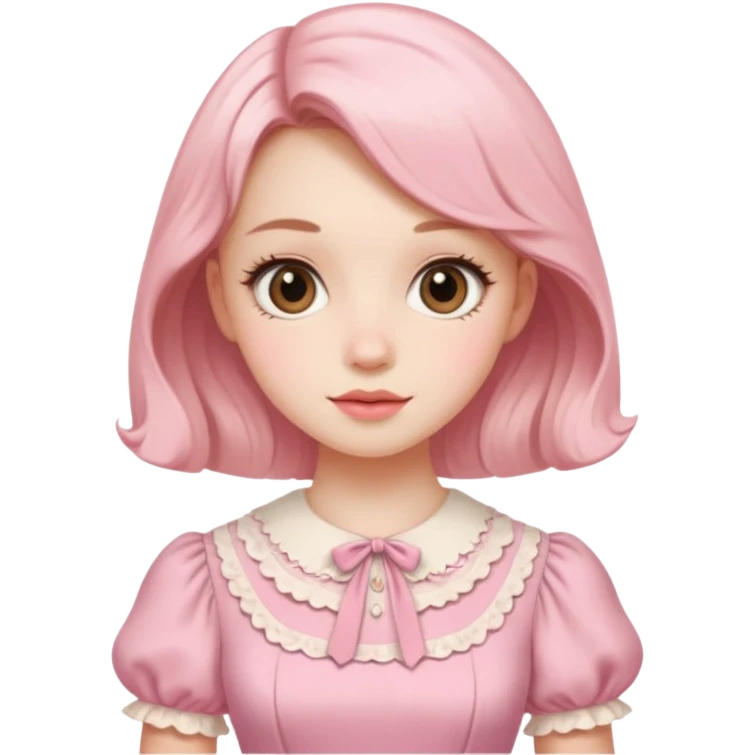 Cottagecore style ultra cute vintage material pink dress emoji