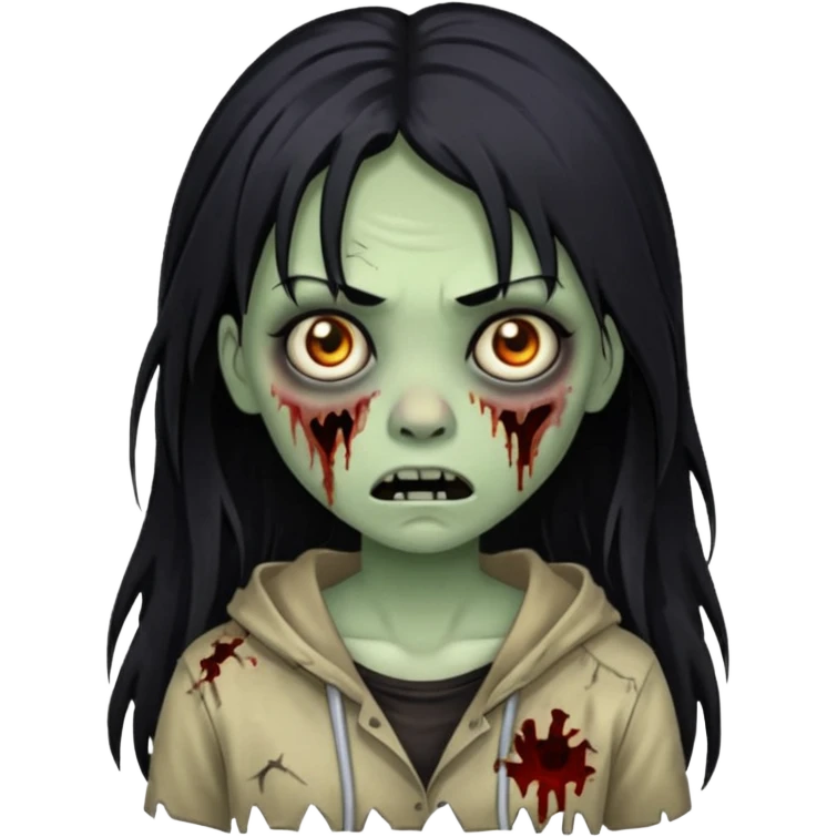 girl zombie with black long hair and franja emoji