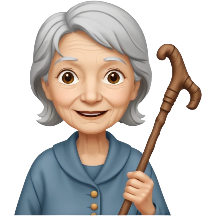 old woman, walking stick emoji