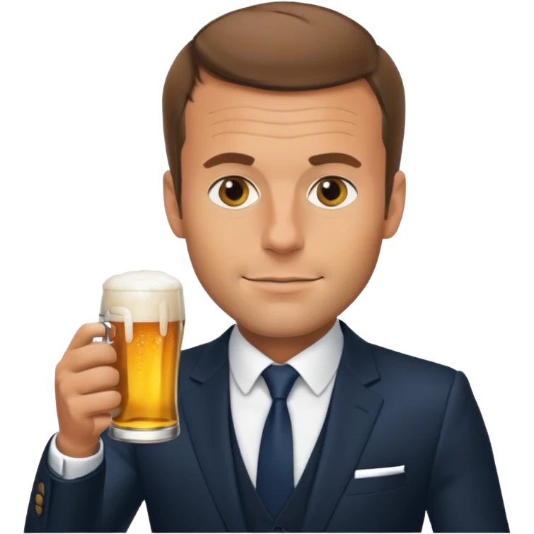 Macron drinking beer emoji