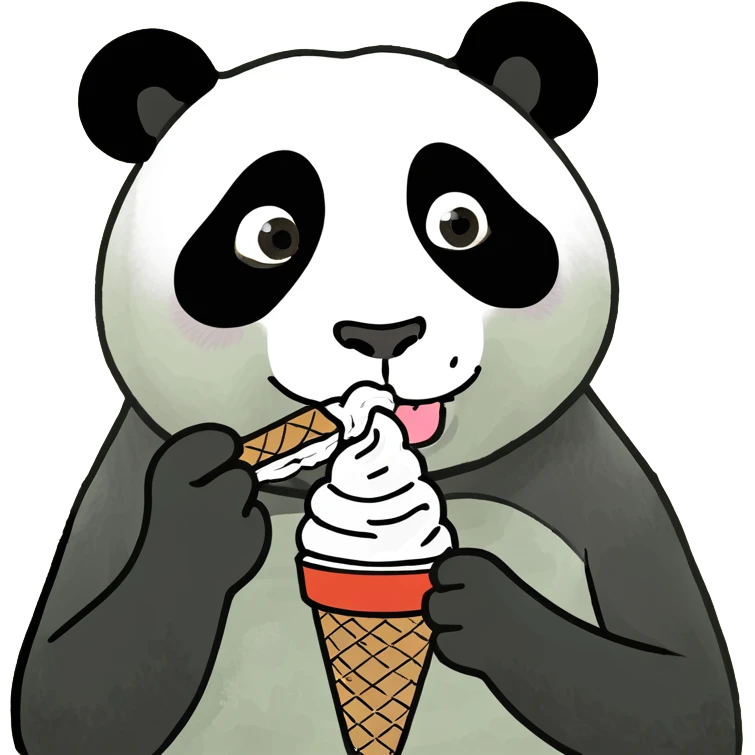 Panda eating ice cream emoji