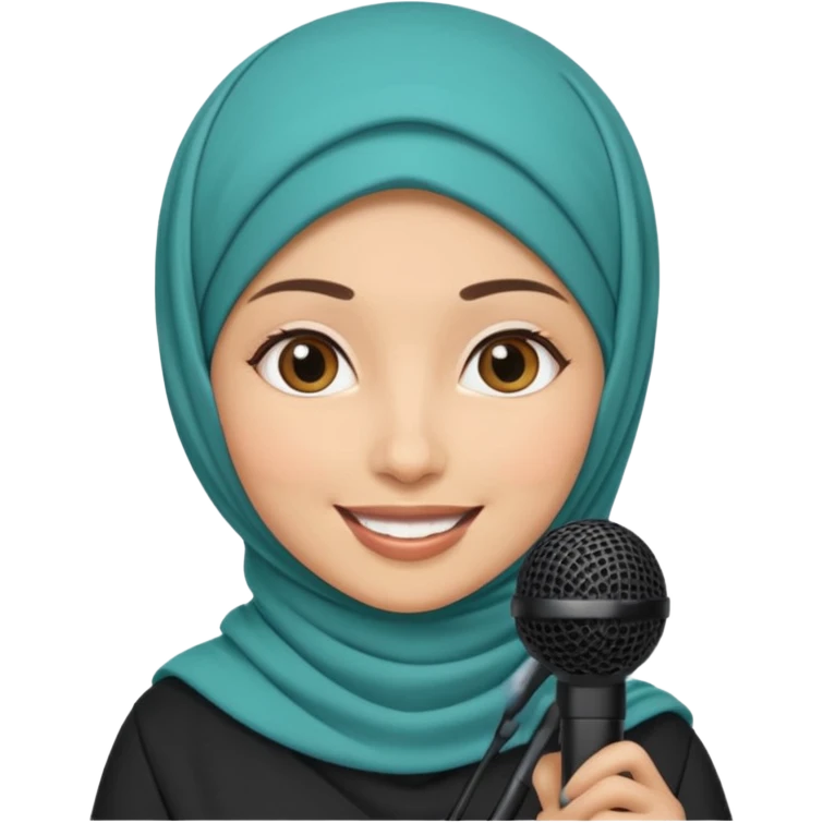hijab singing with micro emoji