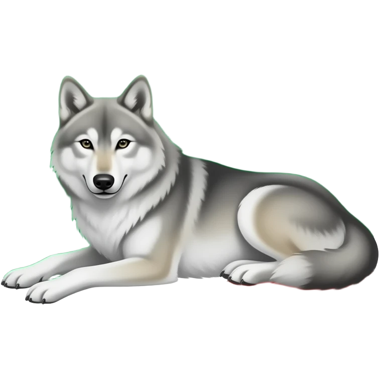 Apple style emoji of the Chechen Republic of Ichkeria flag, a green flag with a horizontal white, red, and white stripe at the bottom, featuring the iconic "Lone Wolf" (Borz) lying down in the center, 3D render, high resolution, white background, high quality vector style. emoji