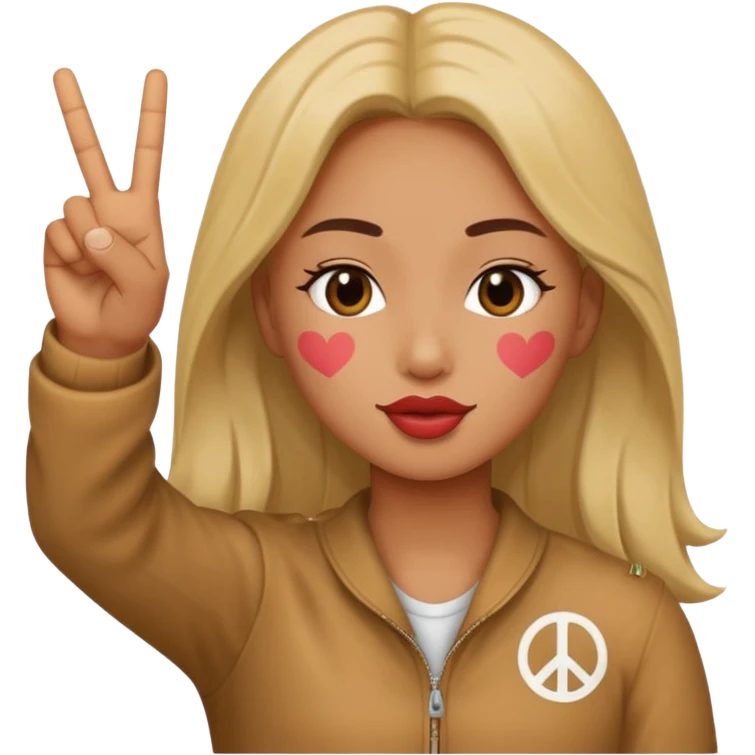 Kissy face peace sign emoji
