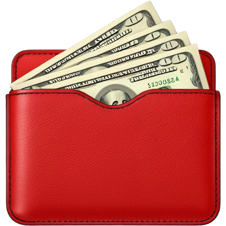Red wallet with dollars emoji