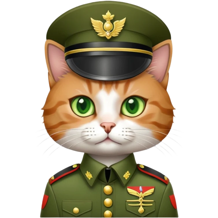 a cat wearing a soldier uniform emoji
