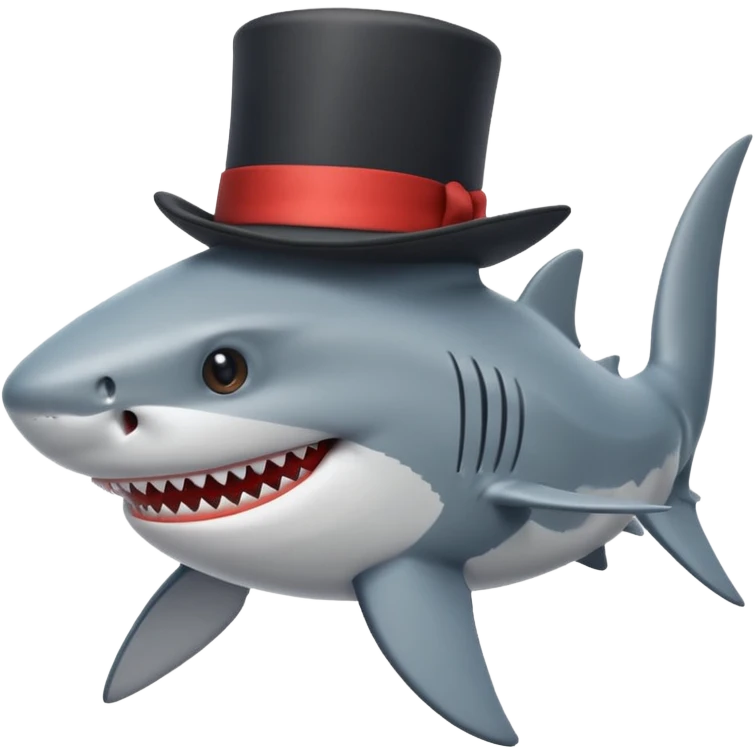 Shark with a top hat emoji