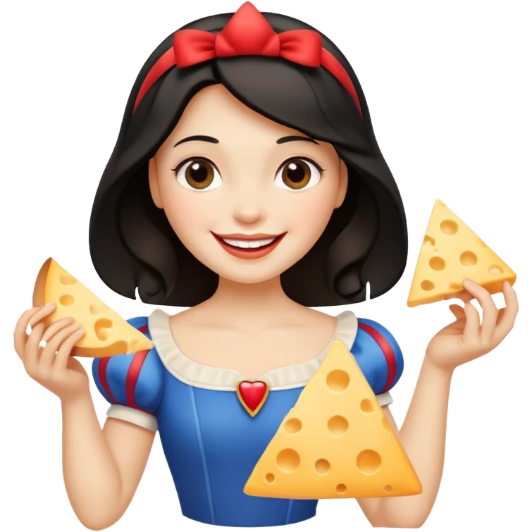 Happy Snow White with triangle cheese emoji