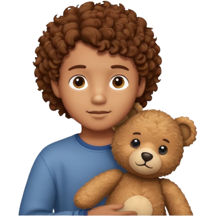 curly hair boy with bear  emoji
