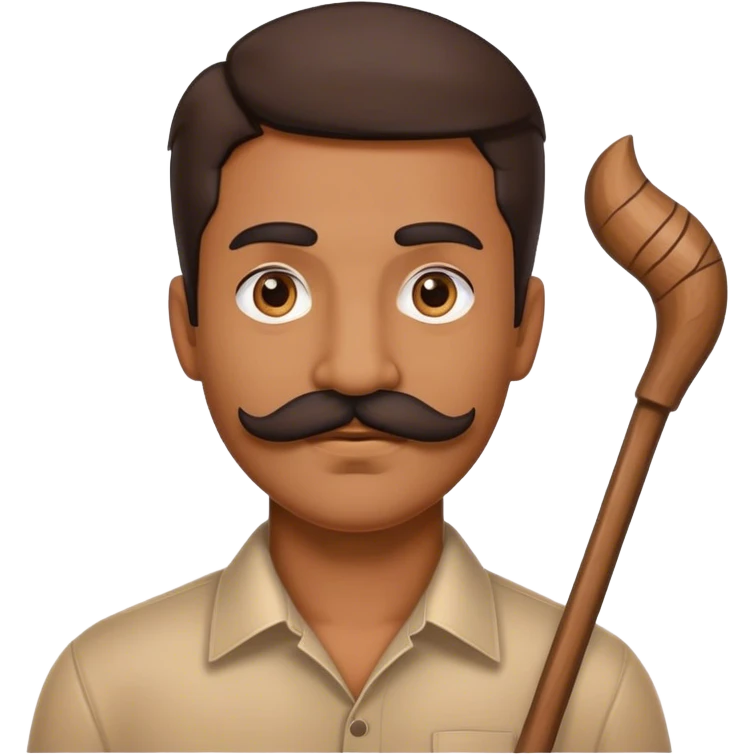 Brown man with mustache with stick lines  emoji