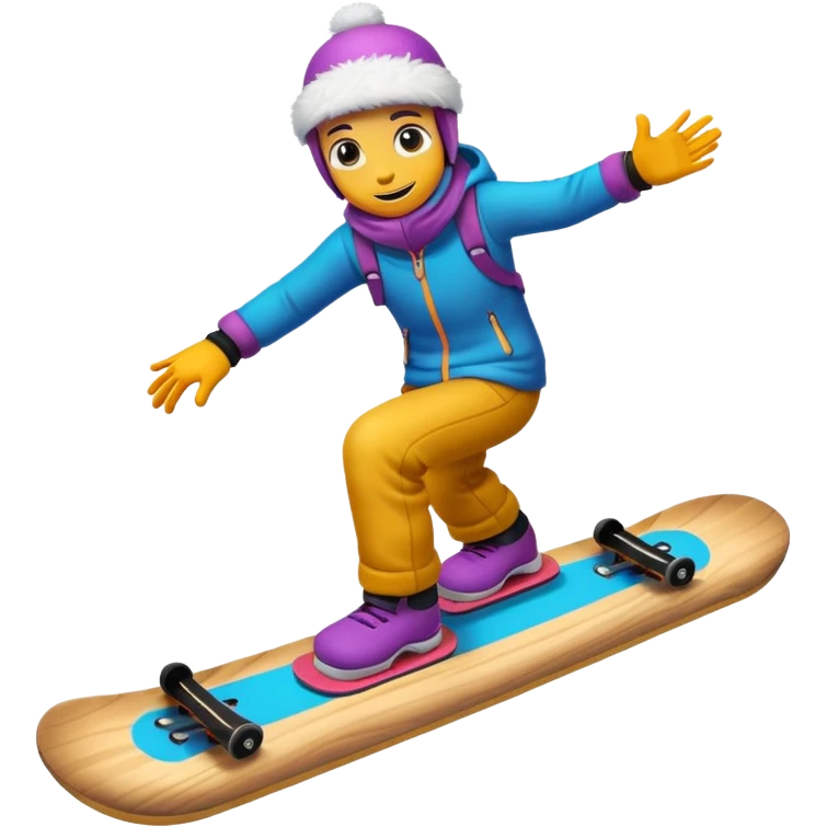 snow board,colorful, negative: character. emoji