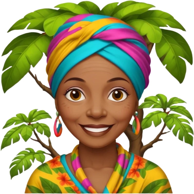 an old black woman with jungle tree emoji