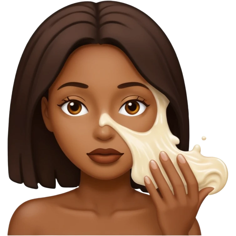 Black woman with thick white liquid all over her face  emoji