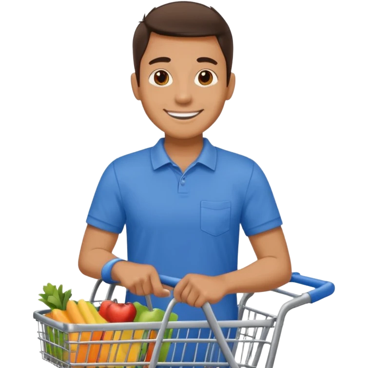 a man with shopping cart emoji
