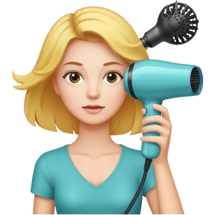 드라이기 바람으로 시원한 여성 이모지 emoji