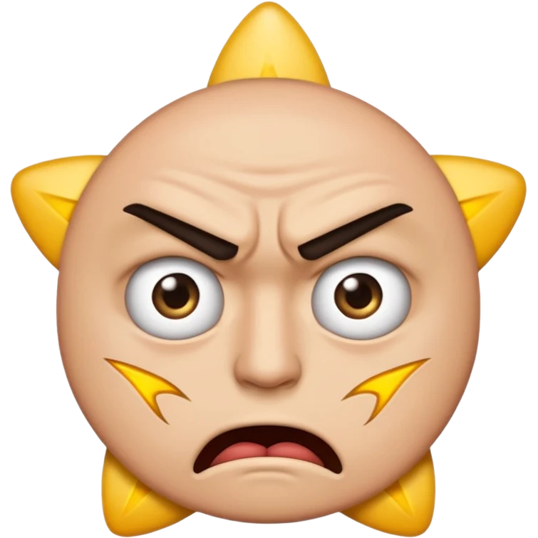 same style as apple emoji generic smilies. this one will be an angry face with 5 stars in his eyes but only half a star left. leaving an irate review emoji