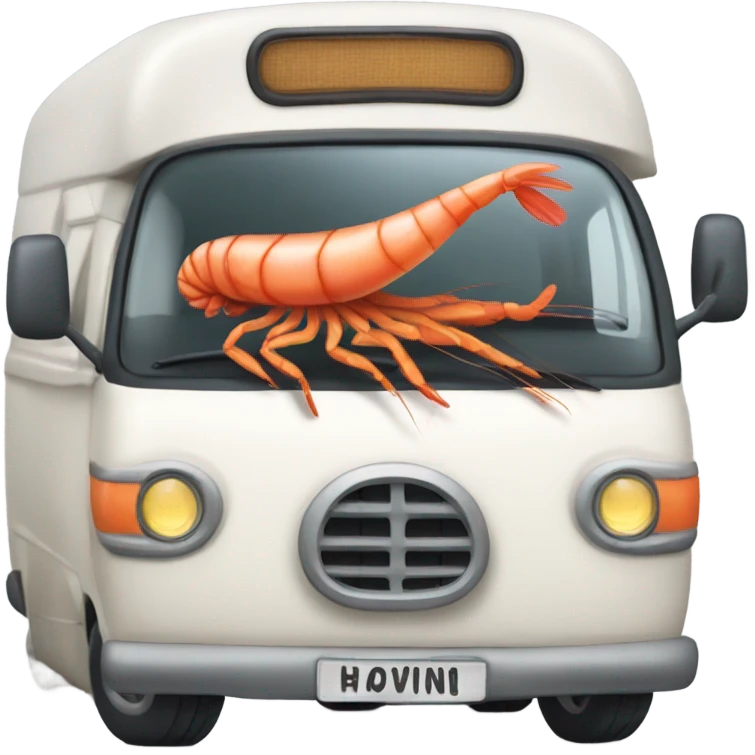 Shrimp driving camper van emoji