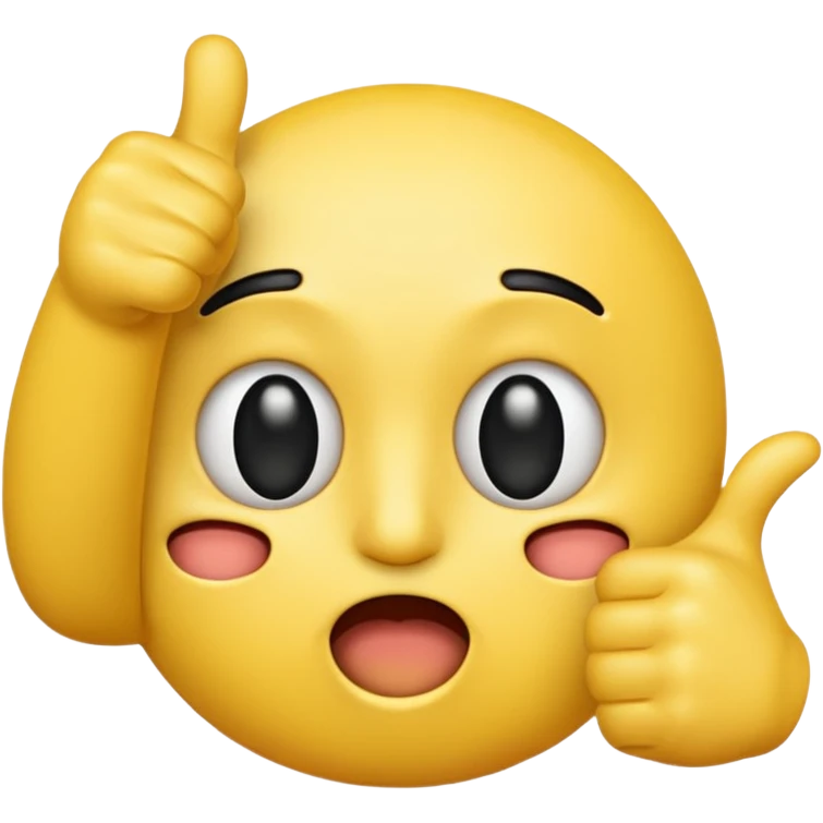 Original yellow Emoji face stressed out with one eye half open quivering out of anxiety and a singular thumbs up sticking out. . The right eye needs to be half closed your fucking dumb  emoji
