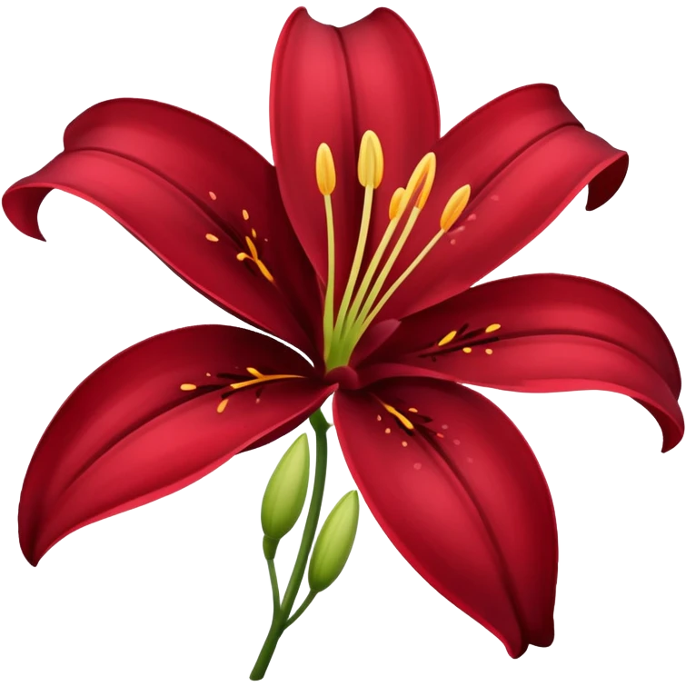 A lily flower in a dark cherry red colour emoji