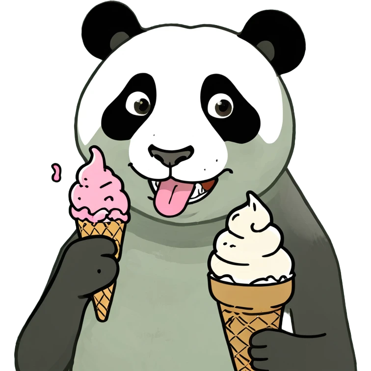 Panda eating ice cream emoji