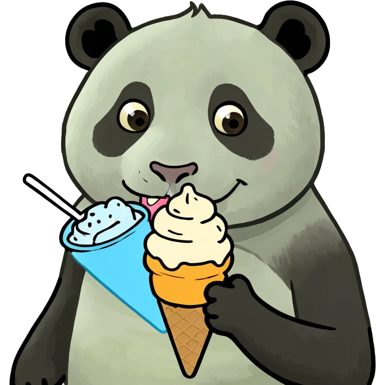 Panda eating ice cream emoji