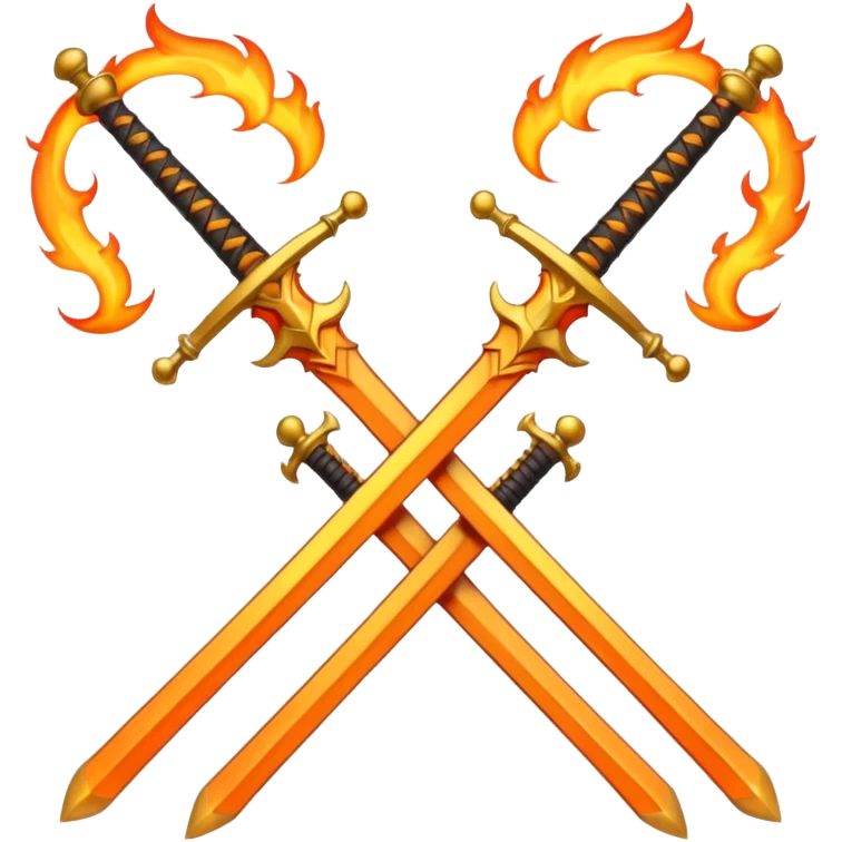 Fully golden on fire two royal swords crossed emoji | AI Emoji Generator