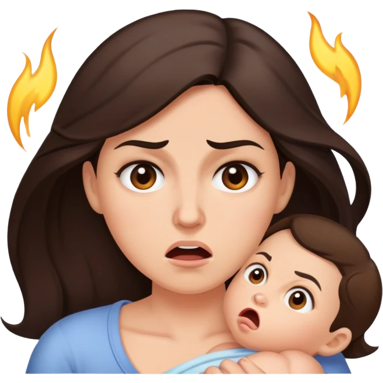 Brunette with Postpartum rage emoji