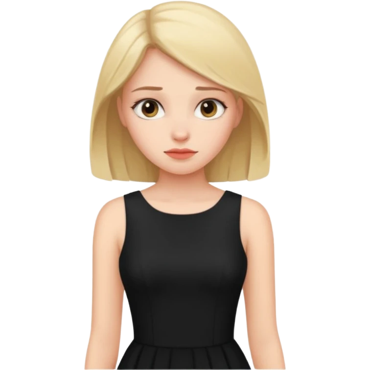 دختر زیبا با لباس مشکی کمی خسته و امیدوار  emoji