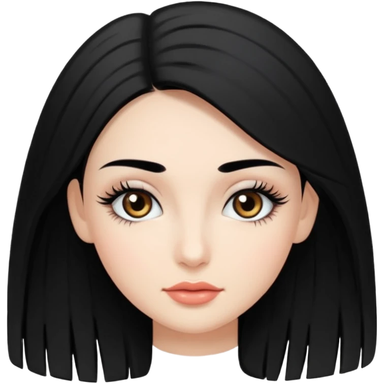 Красивая девушка с черными волосами с ресничками и бровями парманент emoji