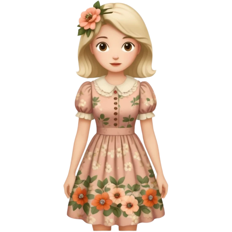 Cottagecore style realistic highly detailed with vintage material dress emoji