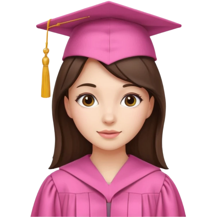 BRunette girl emoji with pink graduation cap emoji
