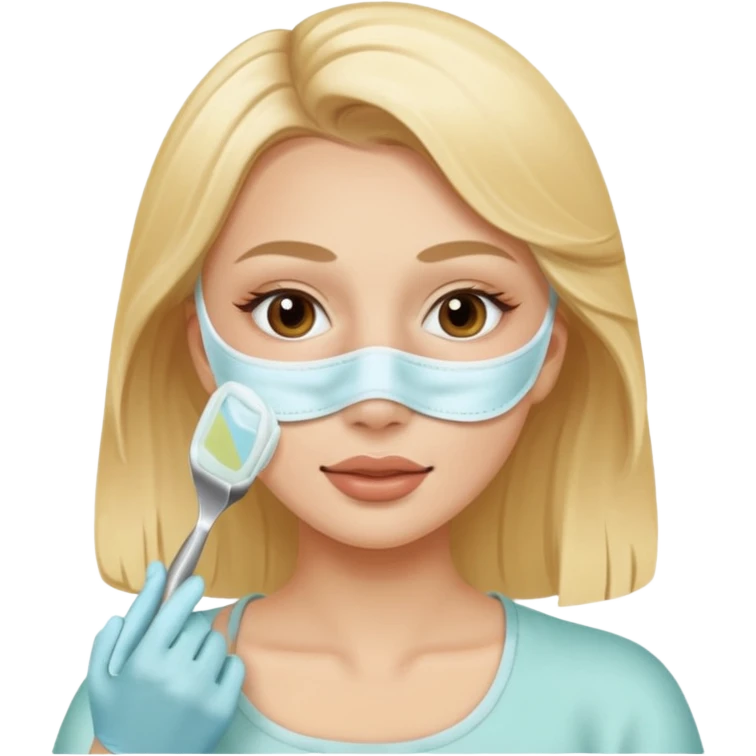 Блондинка делает маску  emoji