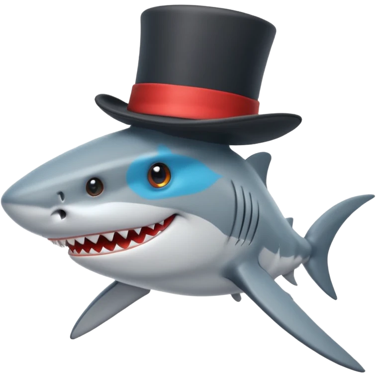 Shark with top hat emoji