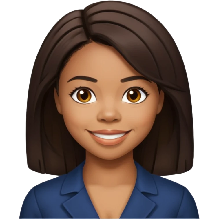 Regina Hall with dark brown hair emoji